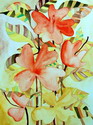 Oranžové kvety - akvarel/CANSON - autorka: Sláviková Katarína