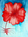 Červený kvet - akvarel/CANSON - autorka: Sláviková Katarína