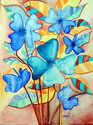 Modré kvety - akvarel/CANSON - autorka: Sláviková Katarína