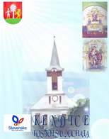 Magnetka obce Kendice - kostol, erb, logo Slovakia a oltár so sochou Archaniela Michala 